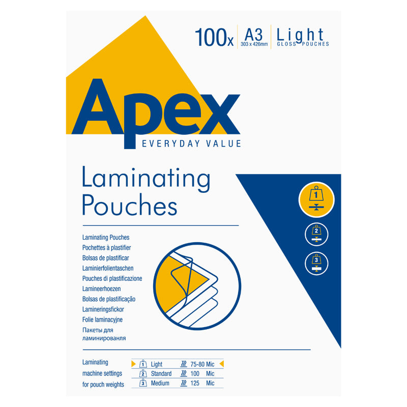 Fellowes Lamineringsfickor Apex Blank – A3 – 75 mikron