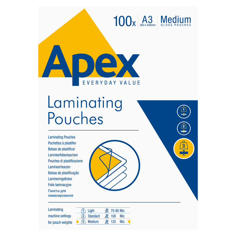 Fellowes Lamineringsfickor Apex Blank – A3 – 125 mikron