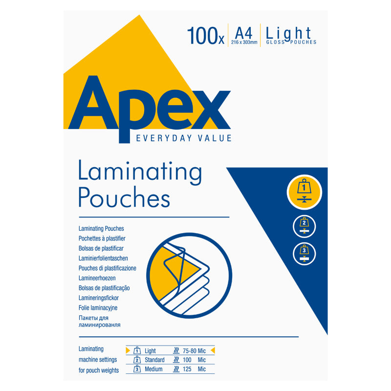 Fellowes Lamineringsfickor Apex Blank – A4 – 75 mikron