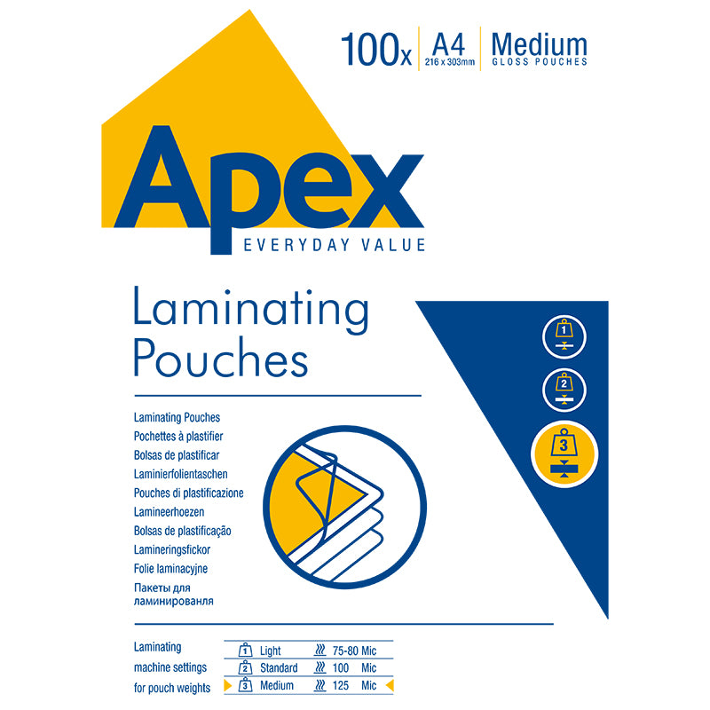 Fellowes Lamineringsfickor Apex Blank – A4 – 125 mikron