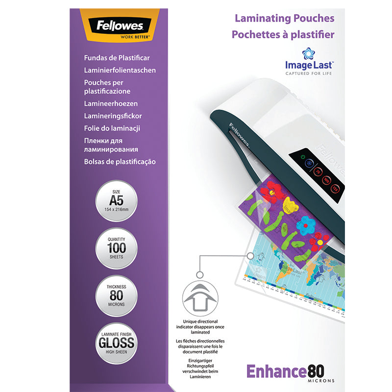 Fellowes Lamineringsfickor Blank – A5 – 100 st – 80 mikron