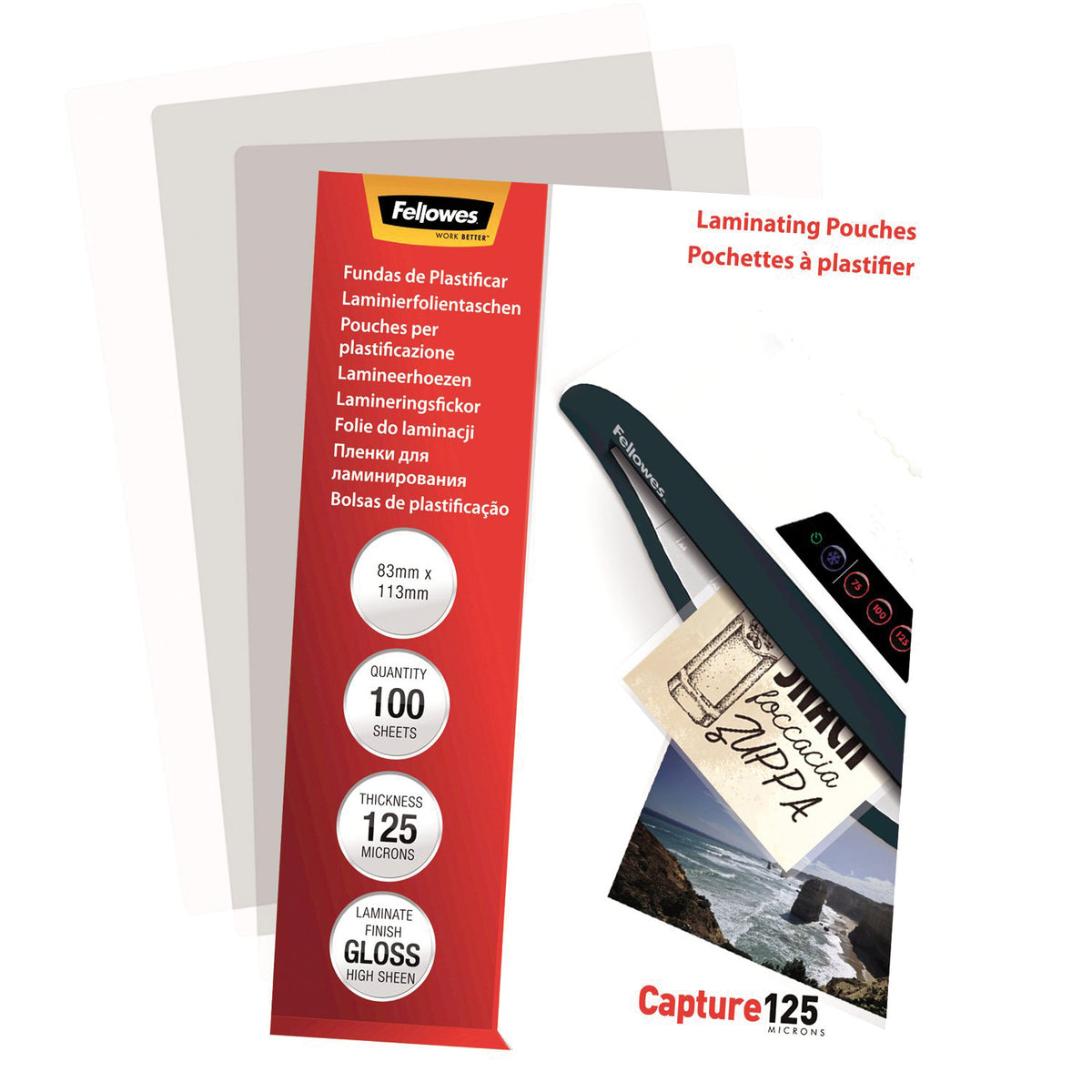 Fellowes Lamineringsfickor Blank – 83 × 113 mm – 100 st – 125 mikron