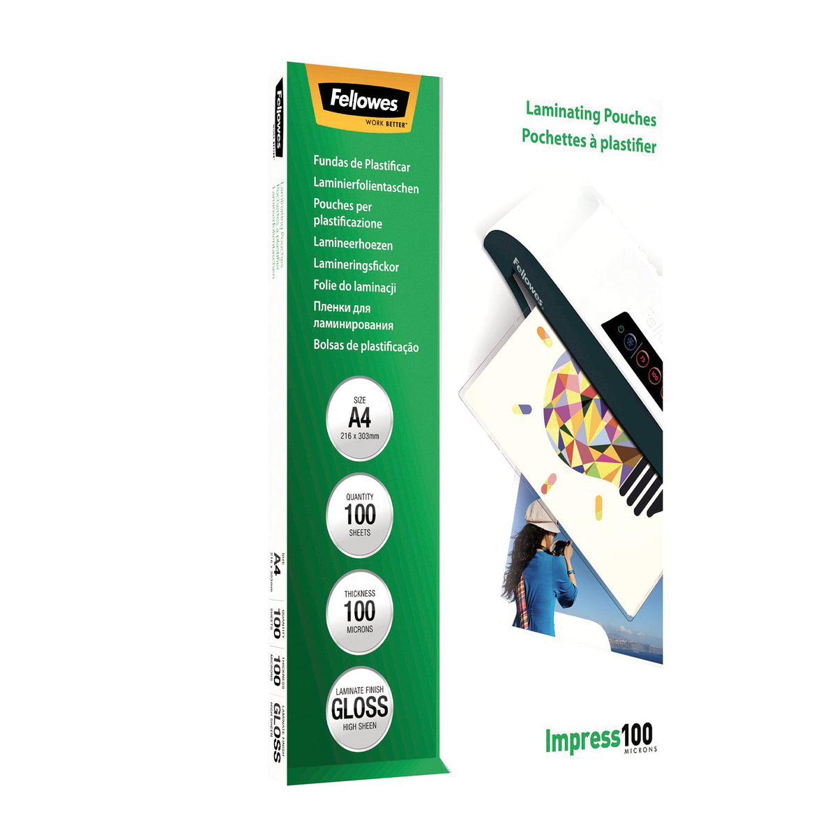 Fellowes Lamineringsfickor Blank – A4 – 100 st – 100 mikron