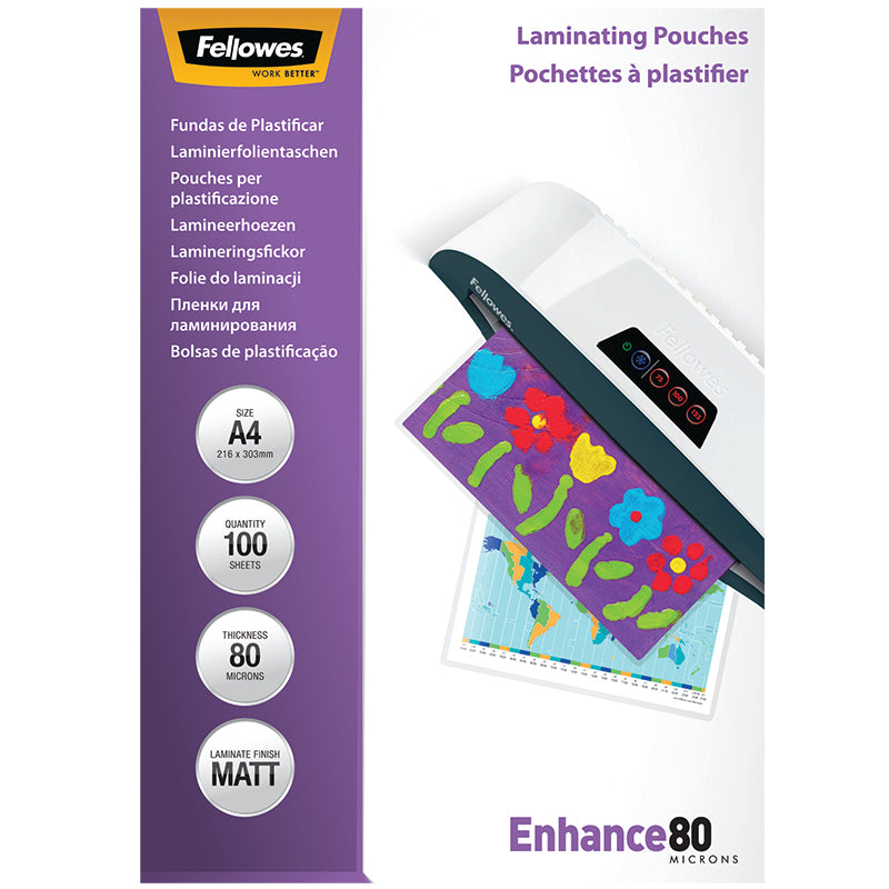 Fellowes Lamineringsfickor Matt – A4 – 80 mikron