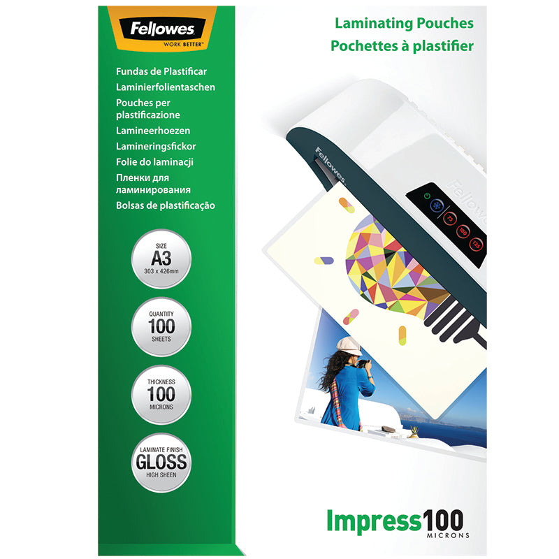 Fellowes Lamineringsfickor Blank – A3 – 100 st – 100 mikron
