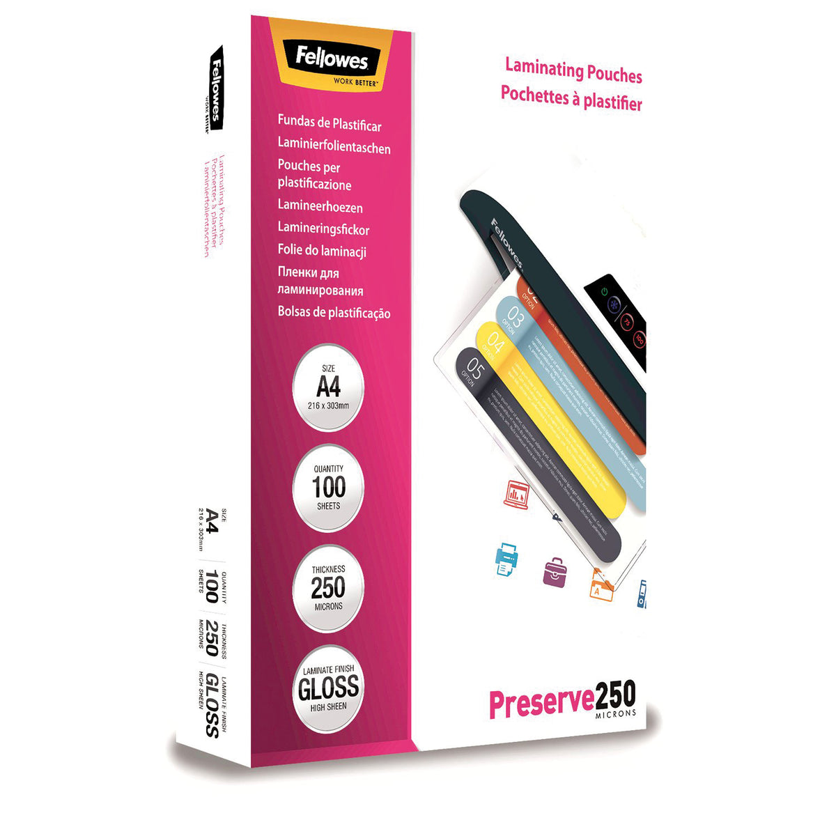 Fellowes Lamineringsfickor Blank – A4 – 100 st – 250 mikron