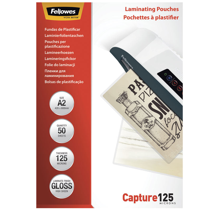 Fellowes Lamineringsfickor Blank – A2 – 50 st – 125 mikron