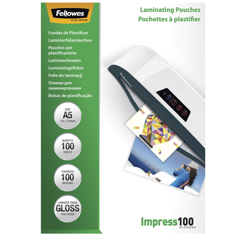 Fellowes Lamineringsfickor Blank – A5 – 100 st – 100 mikron