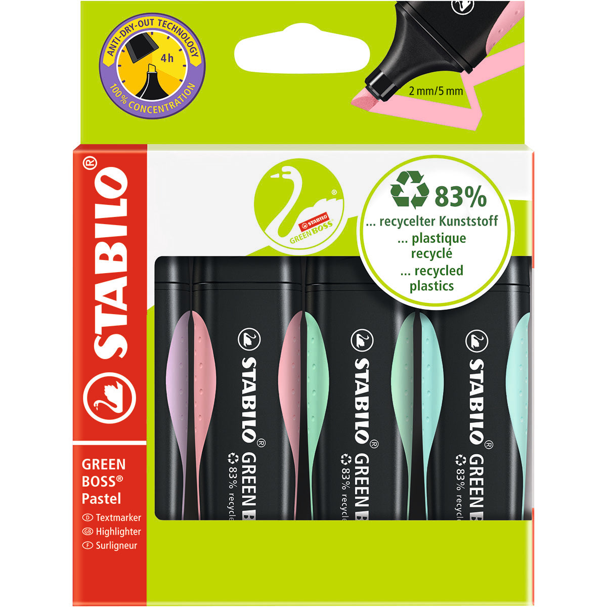STABILO GREEN BOSS Pastell 4-pack