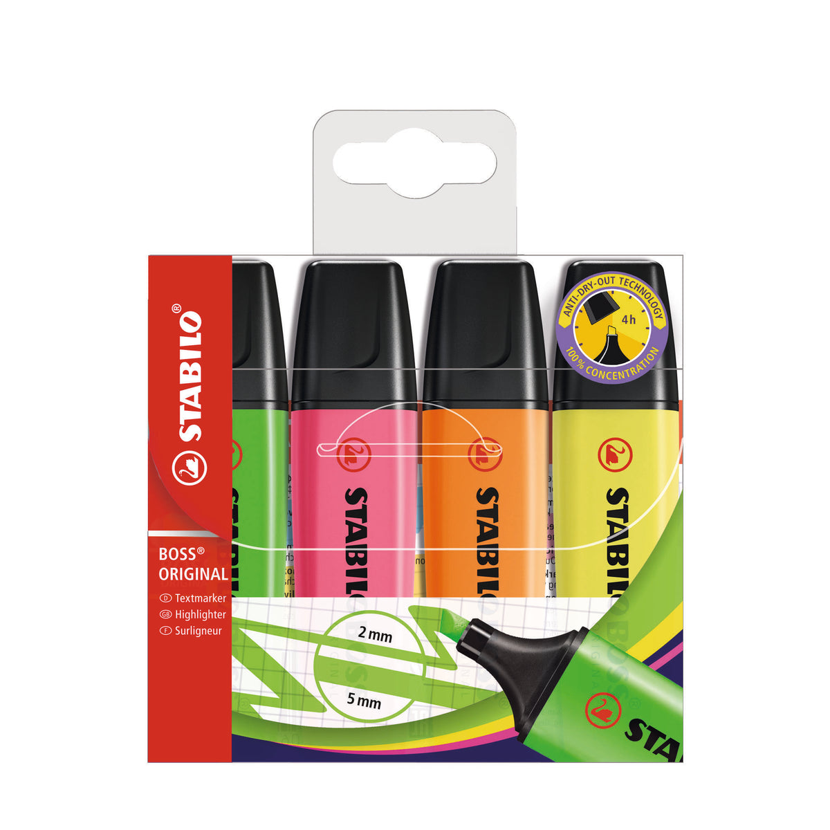 STABILO BOSS ORIGINAL – Blandade färger – 4-pack