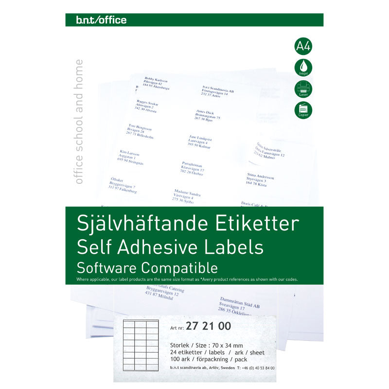 Kopierings & Laseretikett – 70 × 34 mm – 100-pack