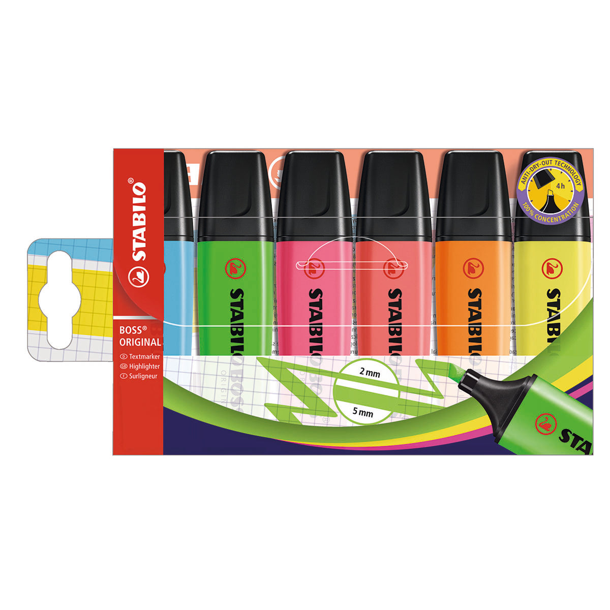 STABILO BOSS ORIGINAL – Blandade färger – 6-pack