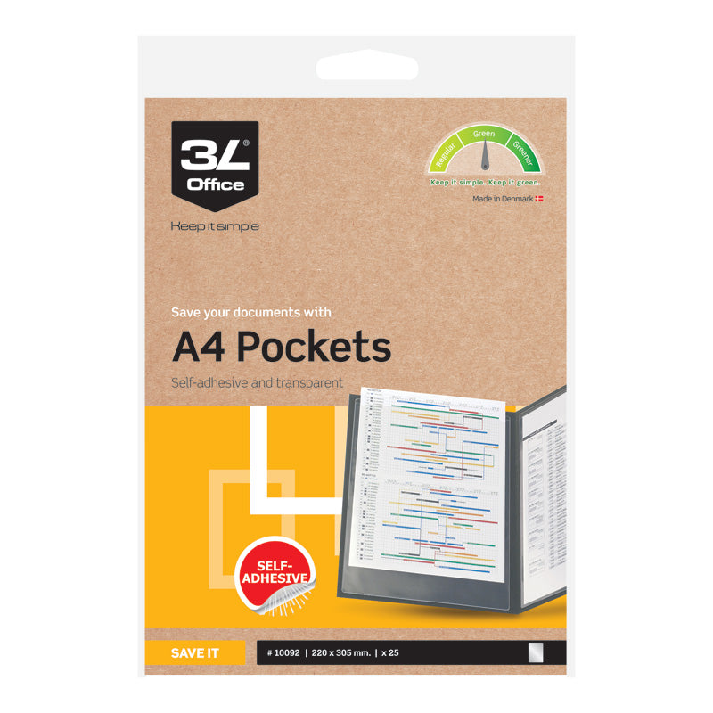 Wera Självhäftande Dokumentfickor – A4 – 25-pack