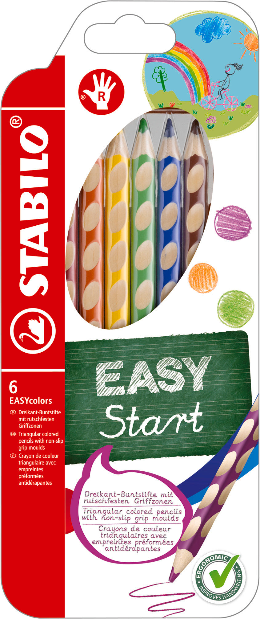 STABILO Färgpennor EASYcolors Höger 6st