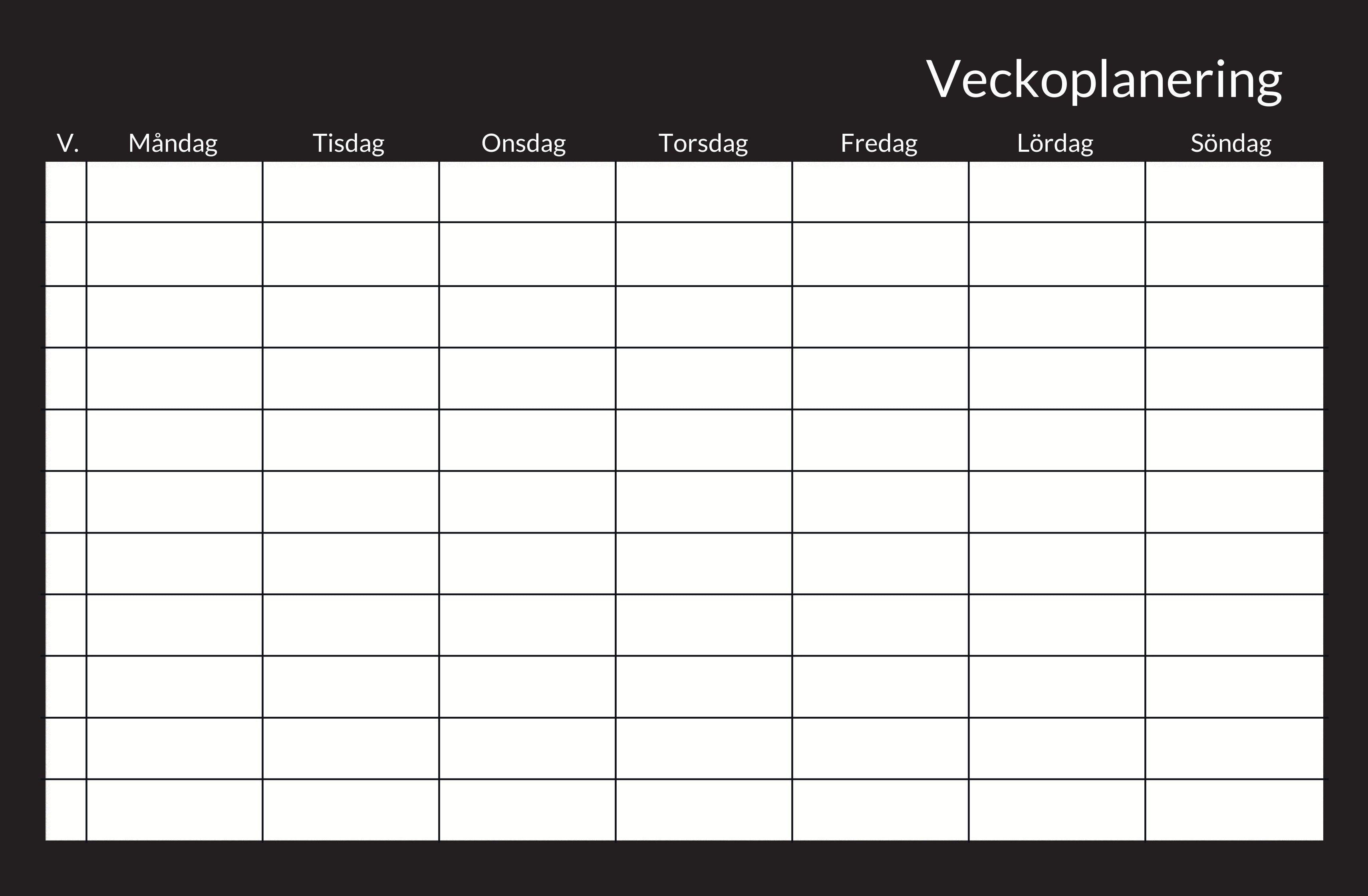 Veckoplaneringstavla 60 × 40 cm
