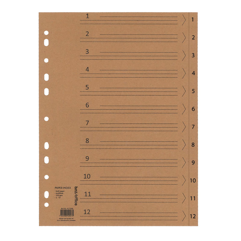 1-12 Register i Kraftpapper