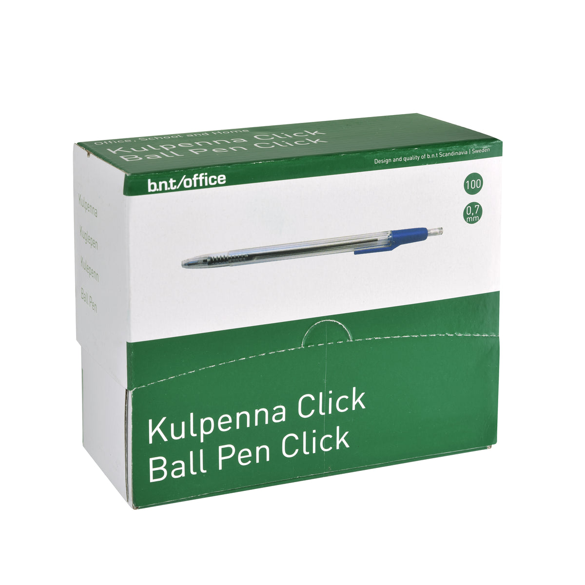 Kulspetspenna CLICK 0,7 mm 100st i Display Blå