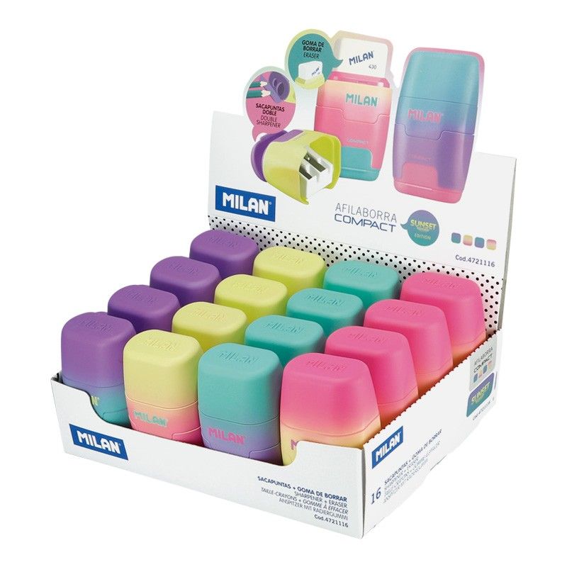 MILAN Compact Sunset Dubbel Pennvässare och Radergummi 16 Display