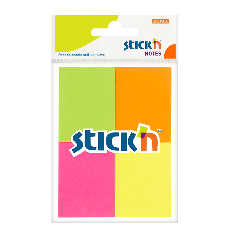Stick'n Notisblock Sorterat Neon – 38 × 50 mm – 50 ark