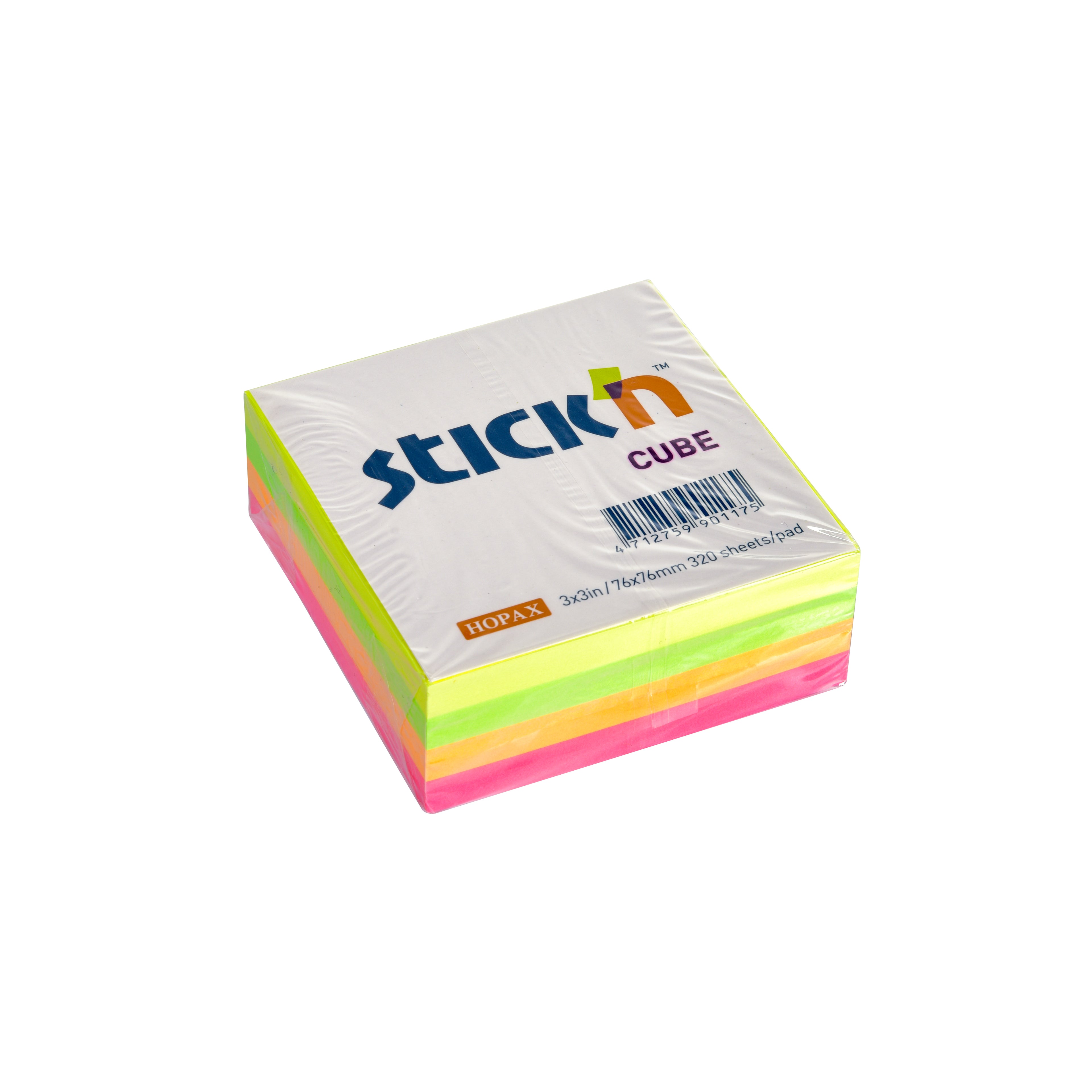 Stick'n Notiskub 76 × 76 320 blad Sorterat Neon