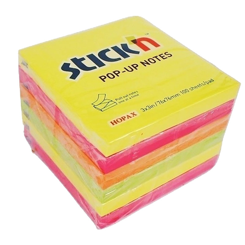 Stick'n Z-Notiskub 6st 76 × 76 100 blad Sorterat Neon