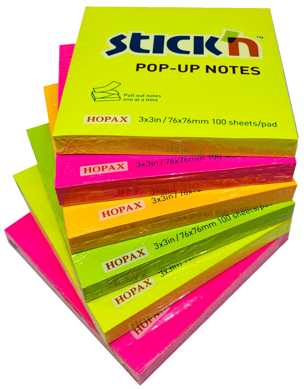 Stick'n Z-Notiskub 6st 76 × 76 100 blad Sorterat Neon