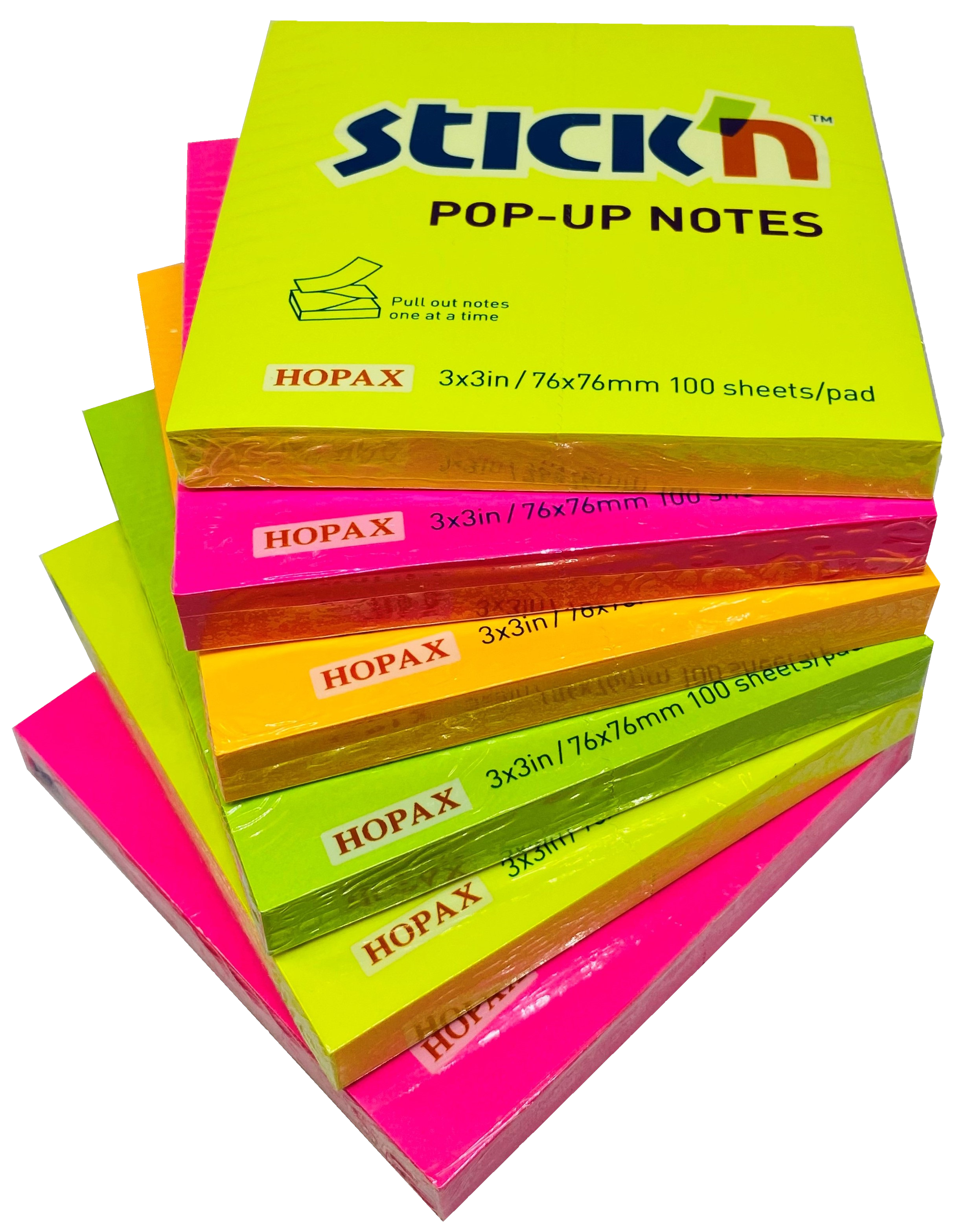 Stick'n Z-Notiskub 6st 76 × 76 100 blad Sorterat Neon