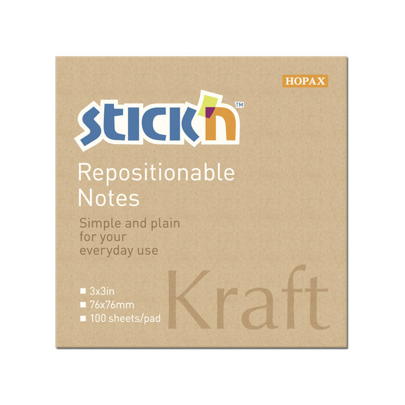 Stick'n Notisblock 100 blad Kraftpapper Brun