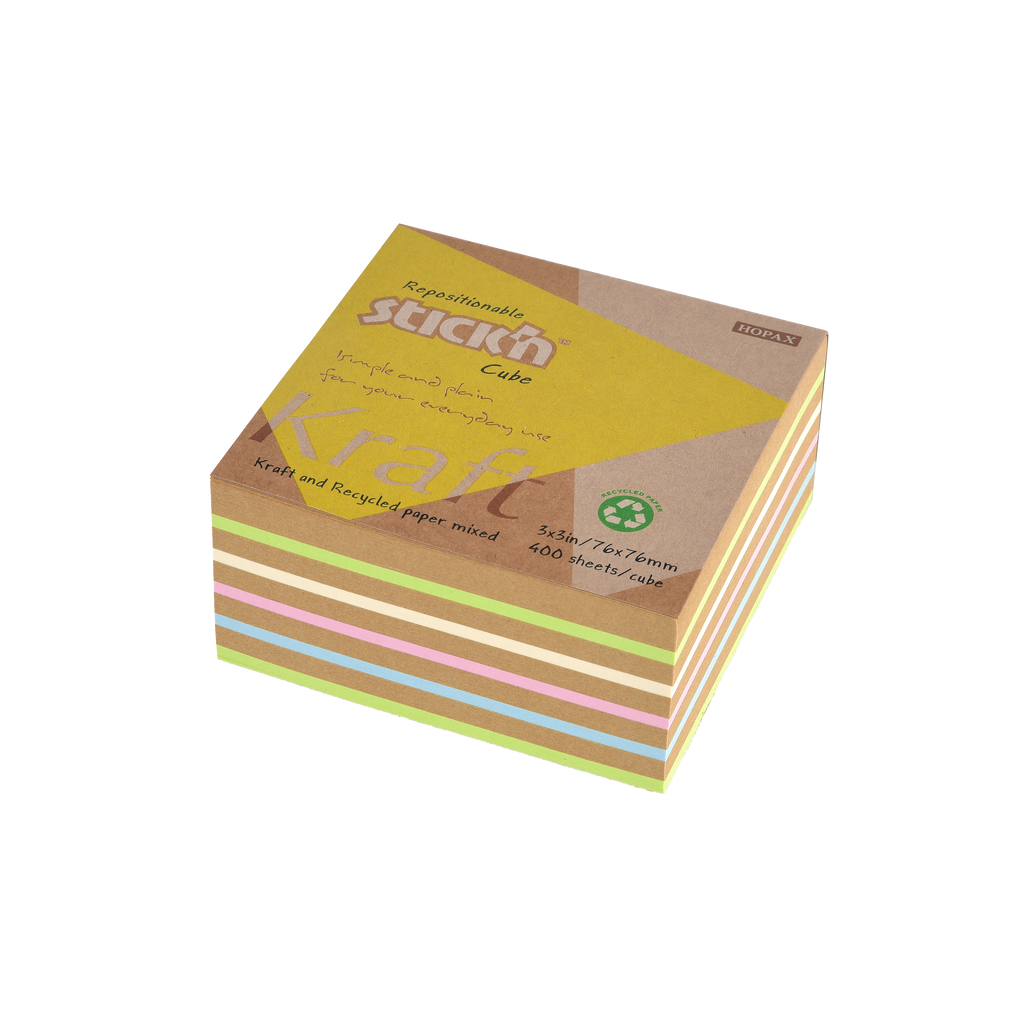 Stick'n Notiskub Kraft 76 × 76 400 blad Sorterat Pastell
