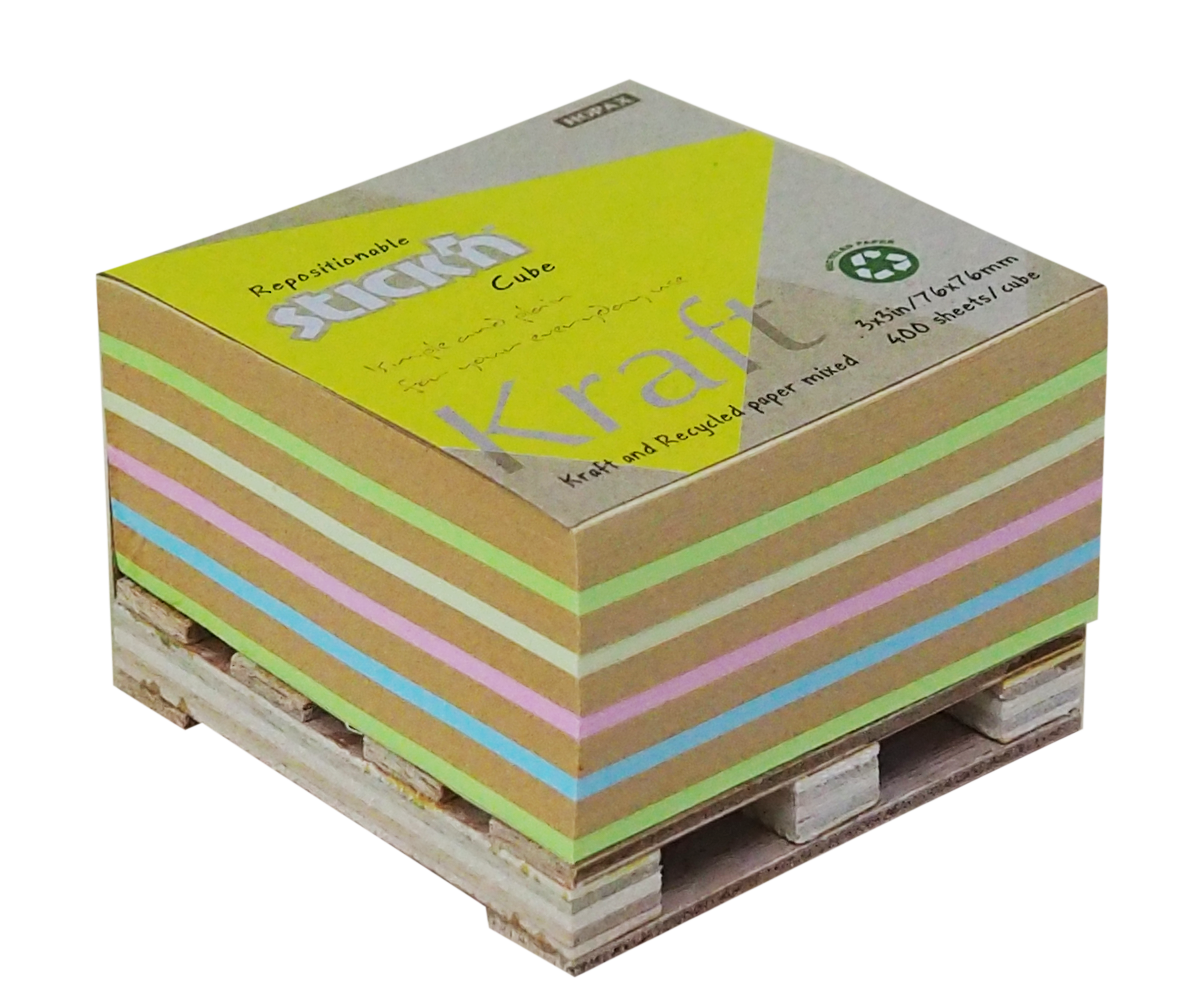 Stick'n Notiskub 76 × 76 400 blad Pall Sorterat Pastell