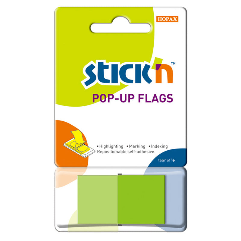 Stick'n Pop Up Flikar PET 45 × 25 50 blad – Grön