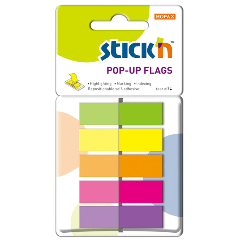 Stick'n Pop Up Flikar PET 5st 45 × 12 40 blad Sorterat Neon