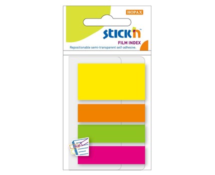 Stick'n Indexflikar PET 3st 45 × 12 1st 45 × 25 45 blad SorteratNeon