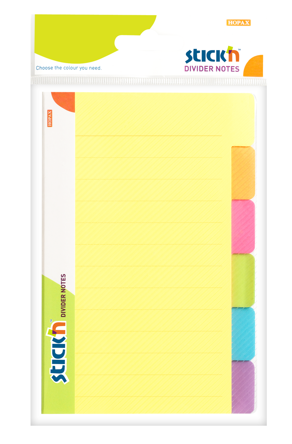 Stick'n Divider Notisblock 6st 148 × 98 10 blad Linjerade Sorterat Neon