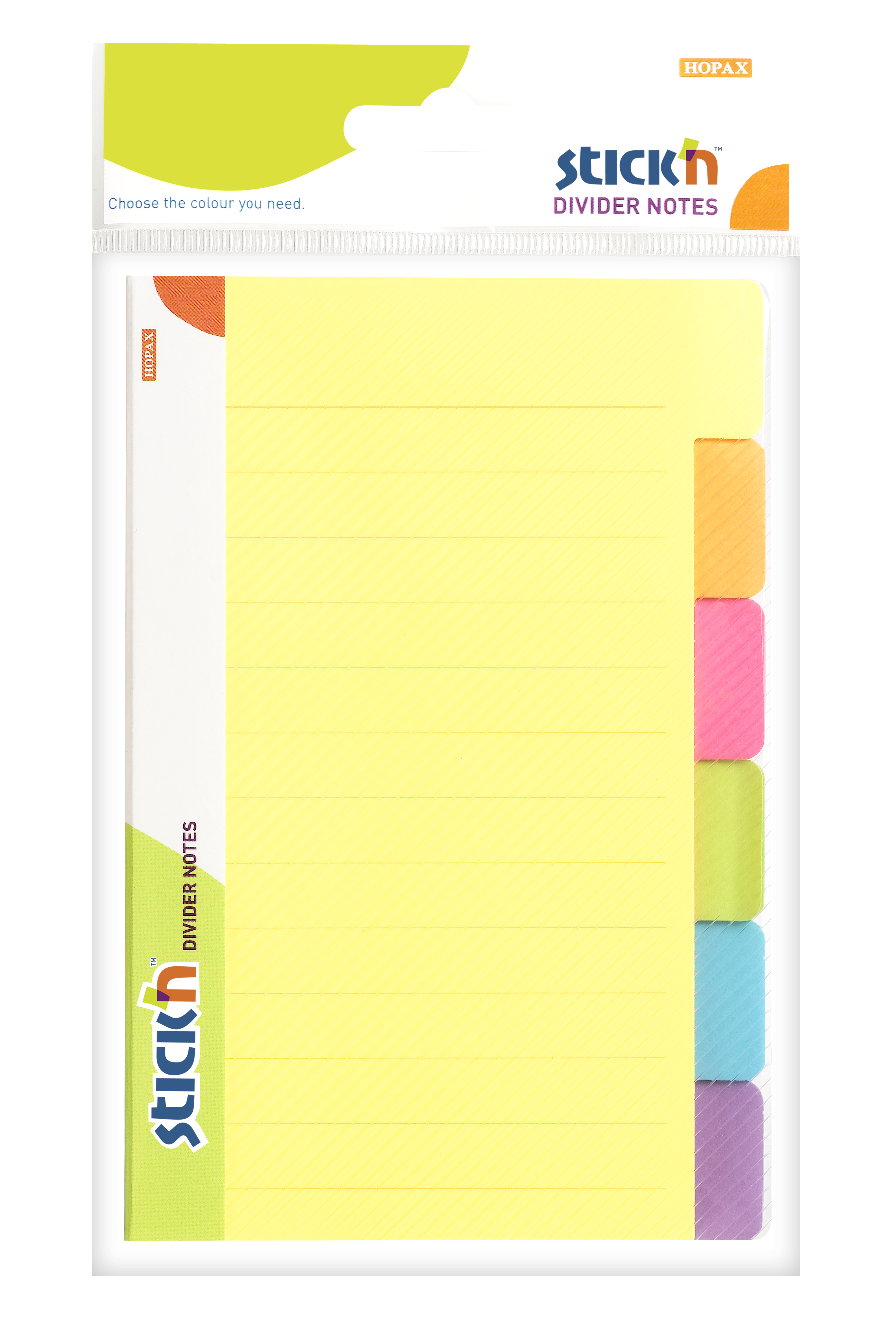 Stick'n Divider Notisblock 6st 148 × 98 10 blad Linjerade Sorterat Neon