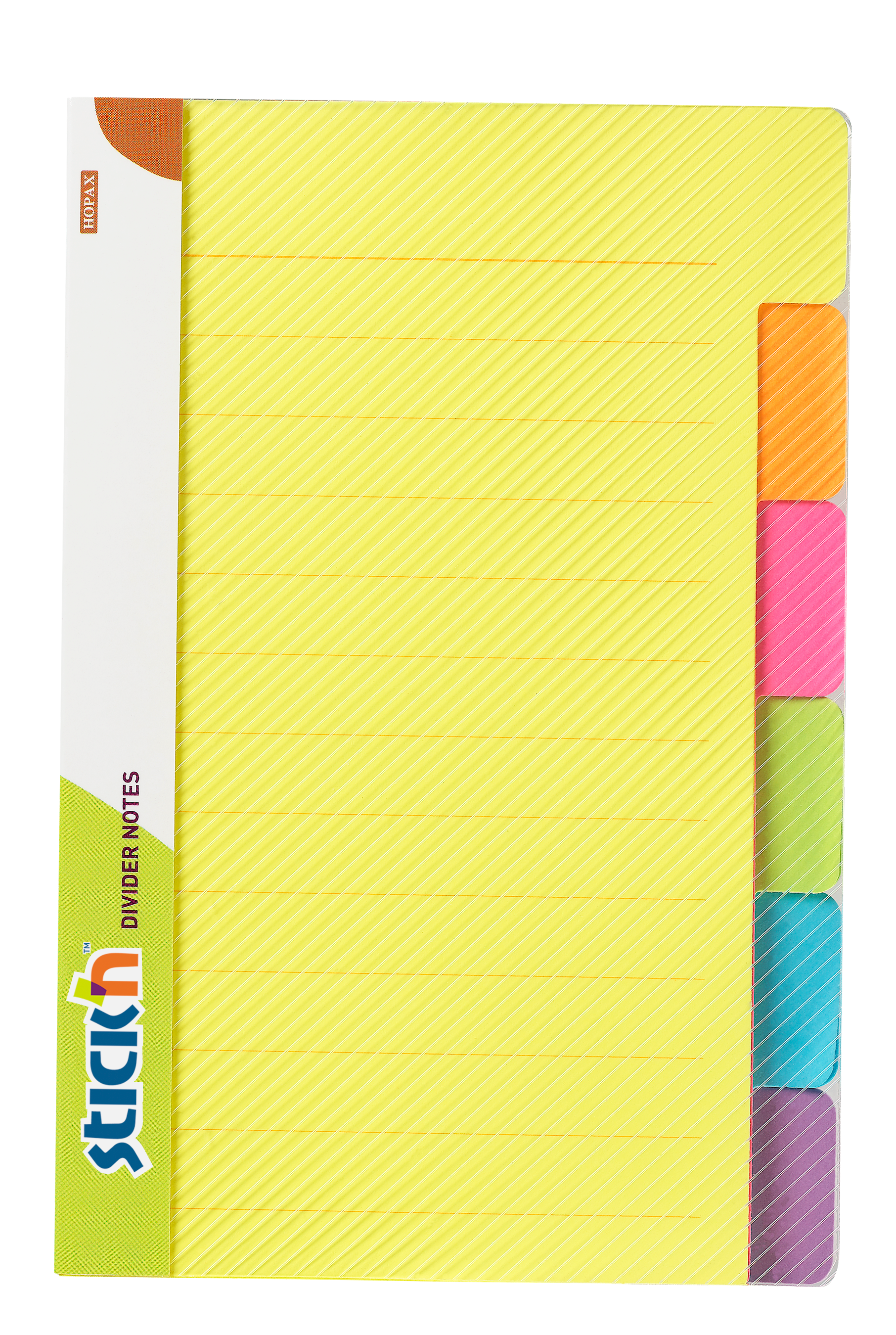 Stick'n Divider Notisblock 6st 148 × 98 10 blad Linjerade Sorterat Neon