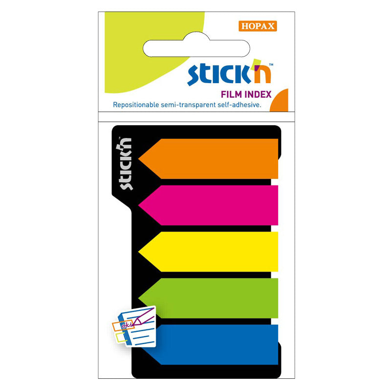 Stick'n Indexpilar PET 5st 45 × 12 25 blad Sorterat Neon