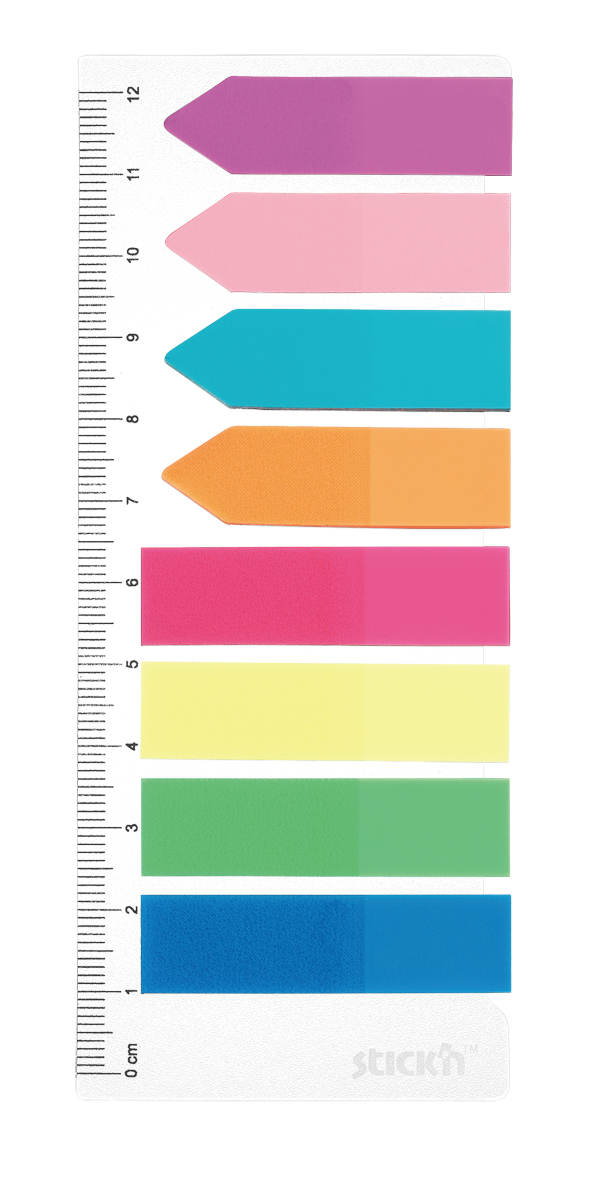 Stick'n Indexflikar PET Sorterat Neon – 45 × 12 mm – 25 ark – 4 st