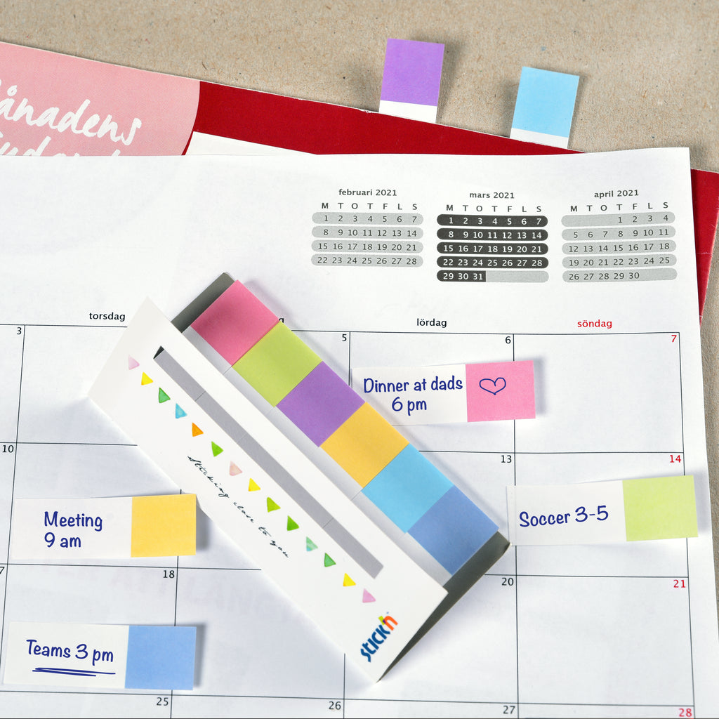 Stick'n Indexflikar Papper 6st 45 × 15 30 blad Sorterat Pastell