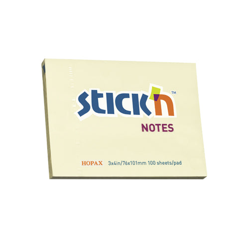 Stick'n Notisblock 100 blad Pastell Gul – 76 × 101 mm