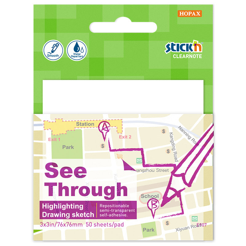 Stick'n Clearnote Vit 76 × 76 mm 50 blad