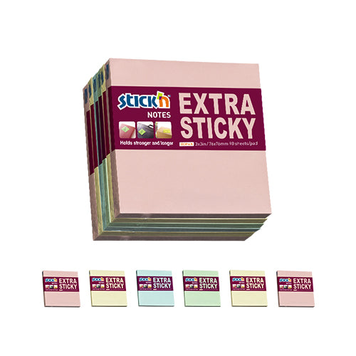 Stick'n Notisblock Extra Sticky Multipack 6 st 90 blad Pastell