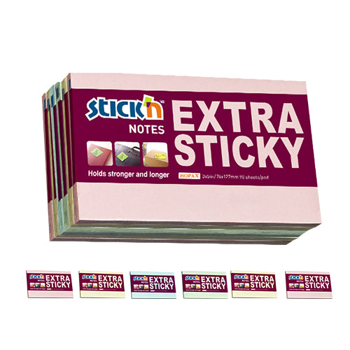 Stick'n Notisblock Extra Sticky Multipack 6 st 90 blad Pastell