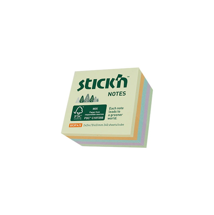 Stick'n Miljö Notiskub 240 blad 51 × 51 mm sorterad 5 färger