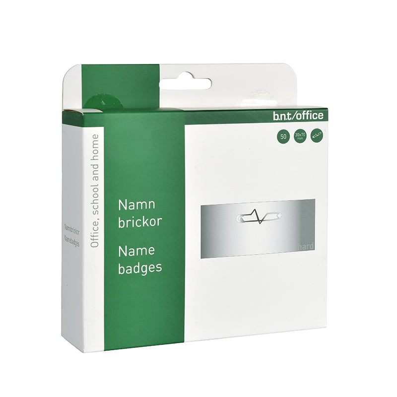 Namnskylt Nål – 30 × 70 mm – 50 st