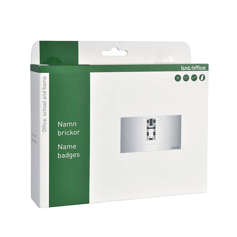 Namnskylt Clip/Nål 50-pack – 40 × 75 mm