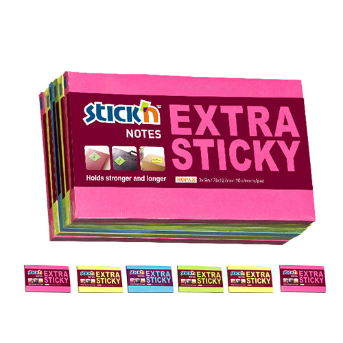 Stick'n Notisar Extra Sticky Neon Assorterad 4 färger
