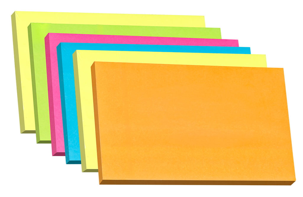 Stick'n Notisar Extra Sticky 90 blad 6-pack Neon Assorterad 6 färger – 76 × 127 mm