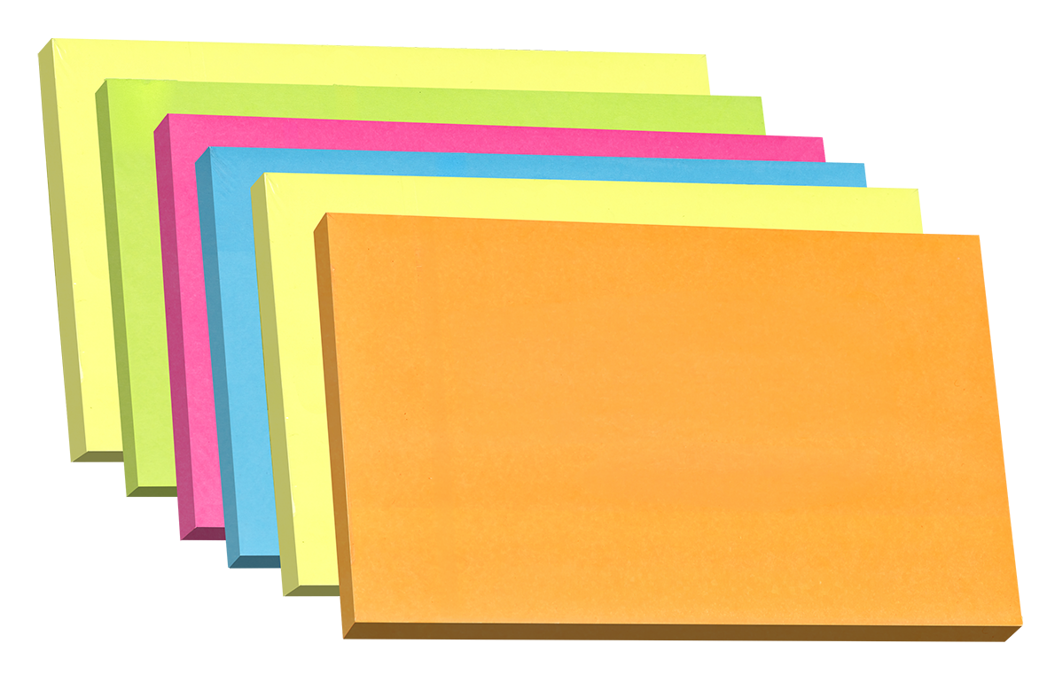 Stick'n Notisar Extra Sticky 90 blad 6-pack Neon Assorterad 6 färger – 76 × 127 mm