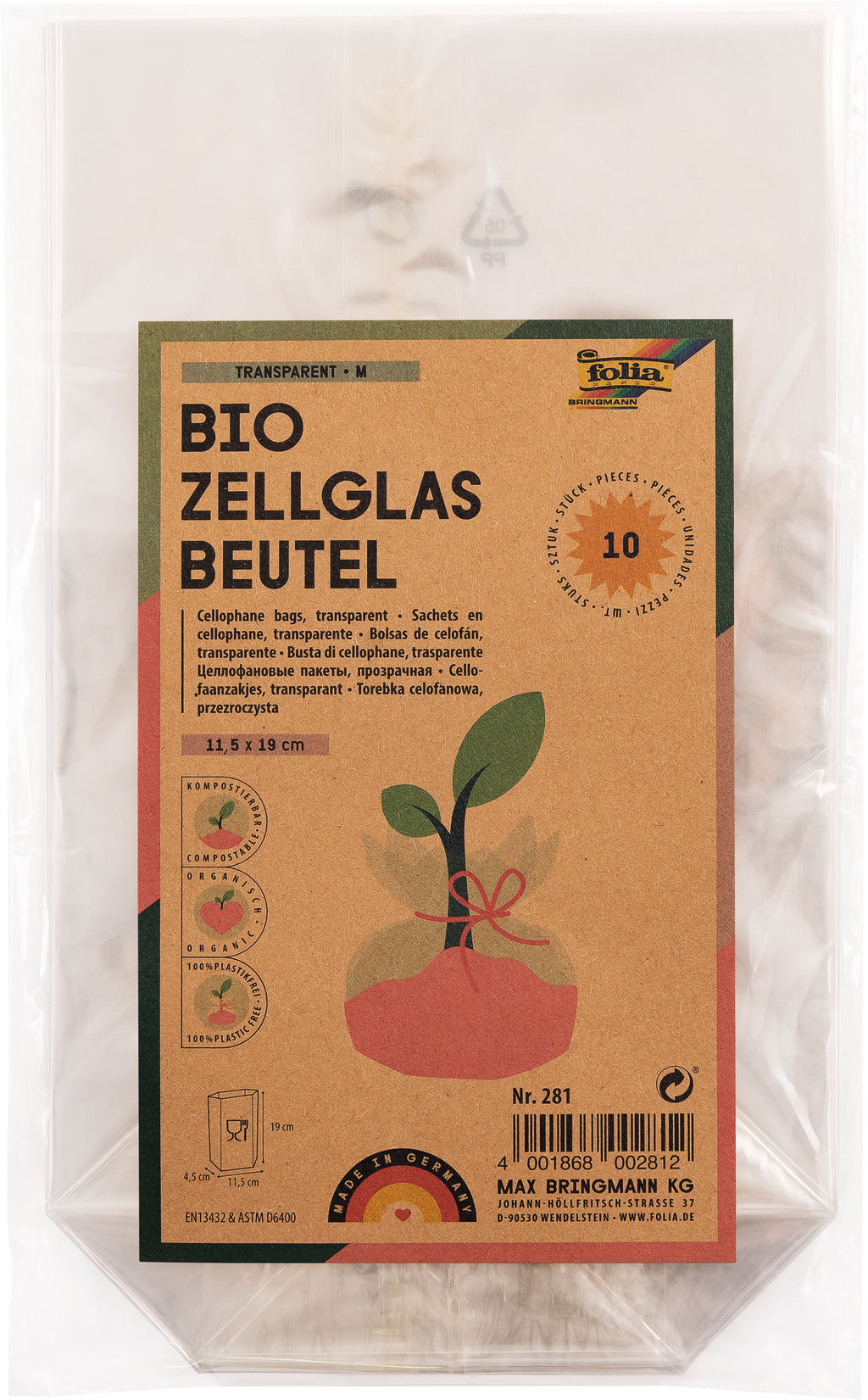 Folia Cellofanpåsar 10-pack – 115 × 190 mm